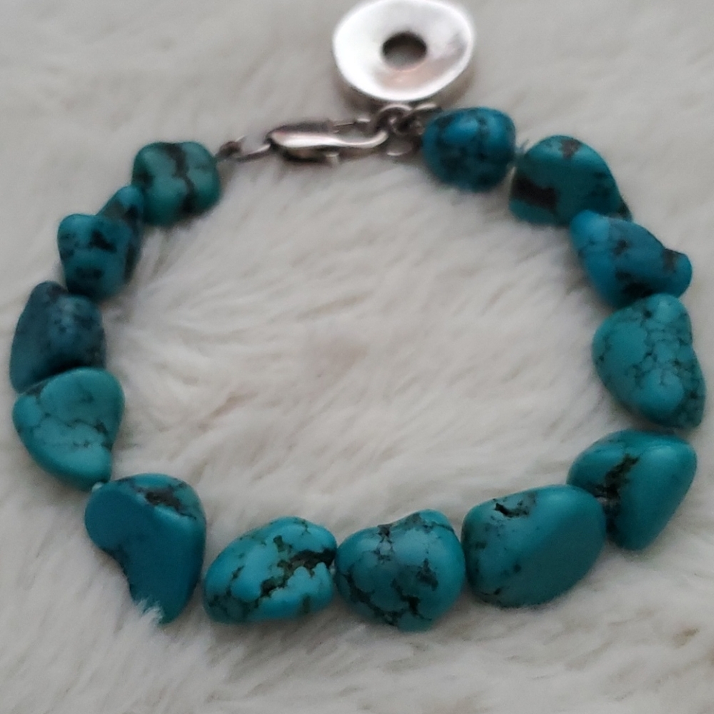 Natural Turquoise Bracelet in Sterling Silver